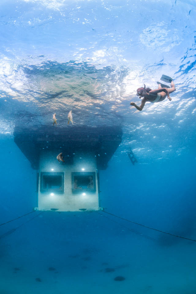 Breathtaking underwater room with a unique view of the underwater world