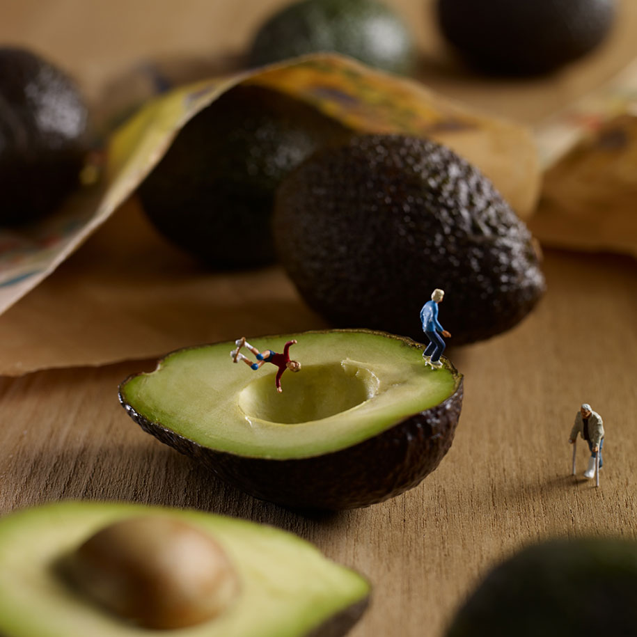 Funny mini dramas created out of figurines and food