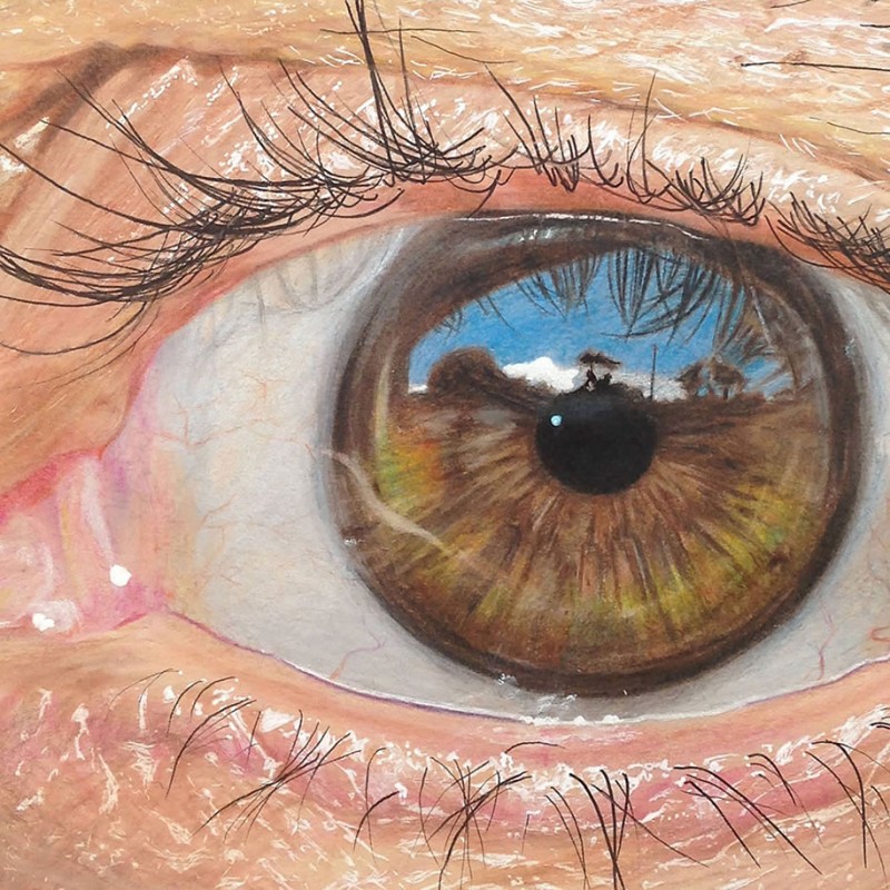 Colored pencil art Hyperrealistic eyes by 19yearold