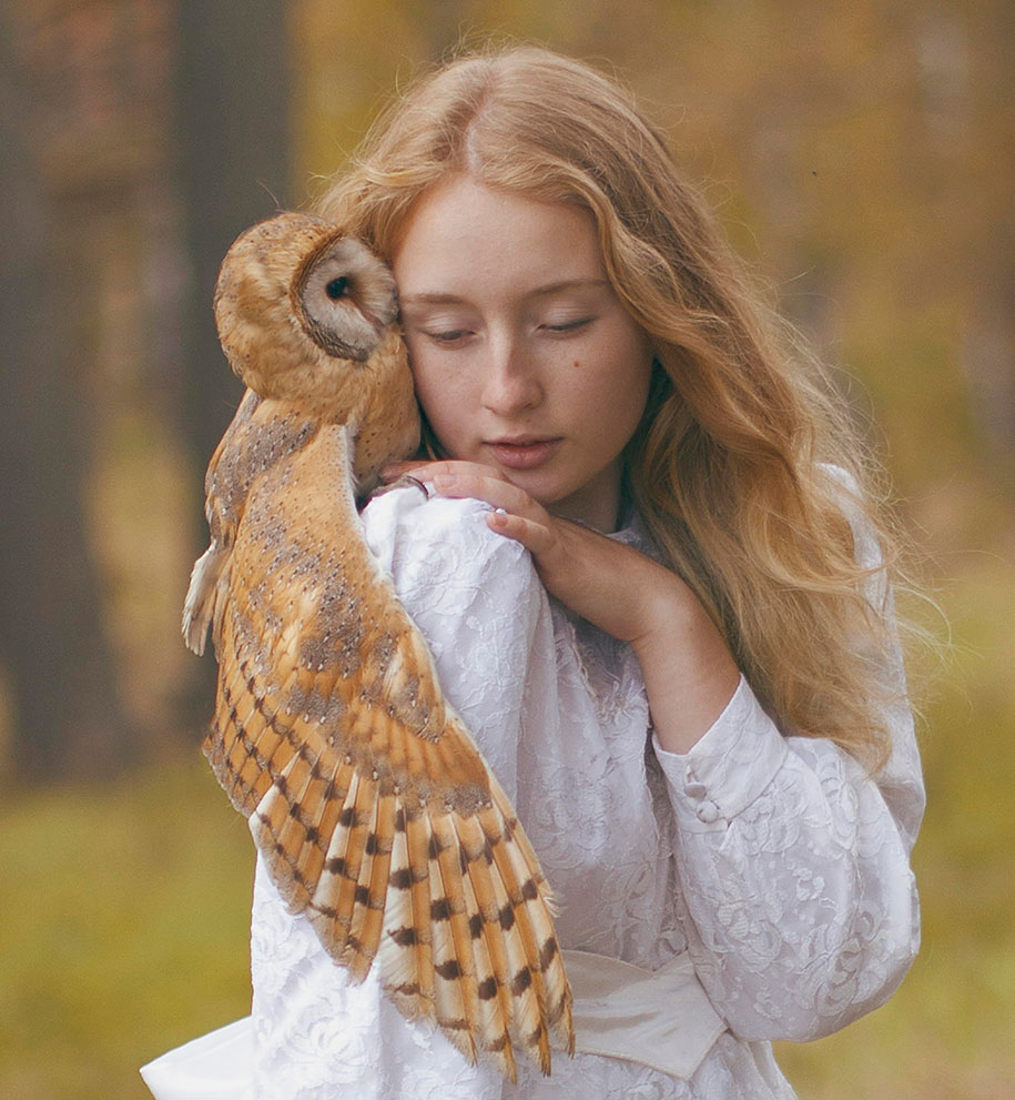 Wild animals and elegant girls together in dream-like photographs –  