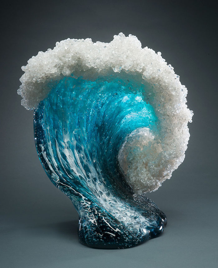 Glass vases and sculptures showing nature beauty of ocean